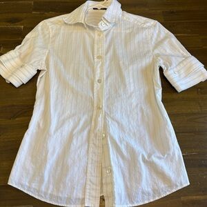 Dolce & Gabbana Button Down Shirt Short Sleeve Striped Womens 42 M Removable